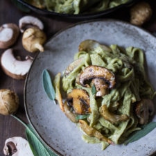 Vegan Mushroom Pasta with Roasted Sunchokes -image