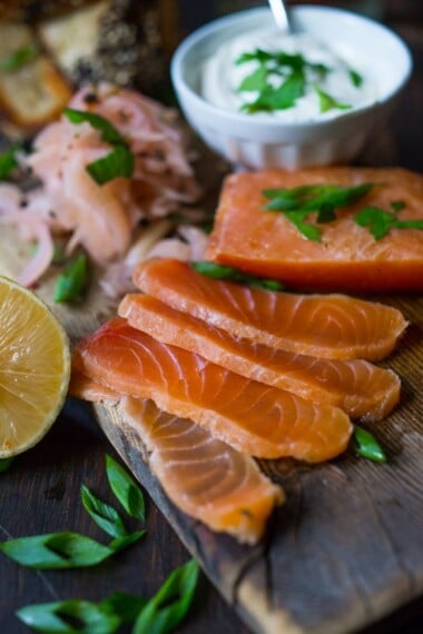 How to make Lox (Cured Salmon) to use in appetizers, bagels, in sushi or on salads. Delicious, healthy and easy! 