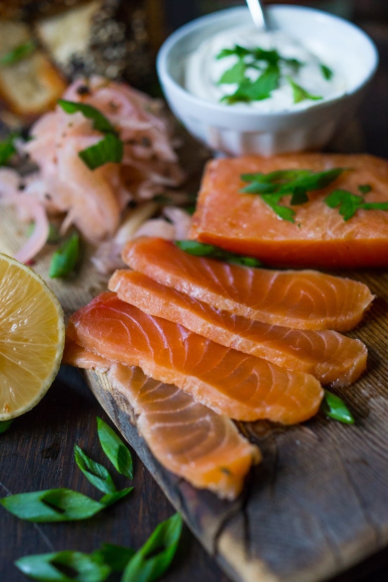 20 of our BEST Salmon Recipes | How to make your own, home-cured salmon lox, using salt, vodka and herbs and spices. Use the homemade lox on appetizers, bagels, in sushi or on salads.