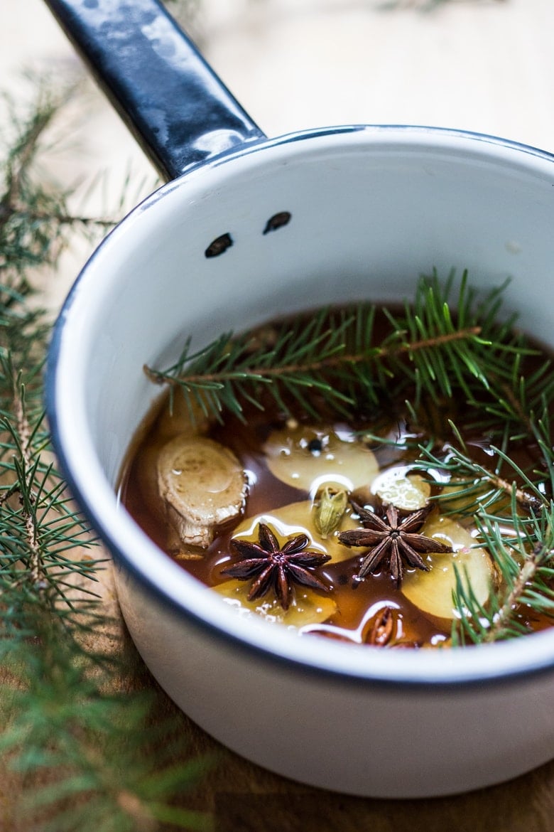 A Long Winter's Nap- Infused Maple syrup w/ ginger, star anise and lemon. A delicious cozy wintery drink! | www.feastingathome.com