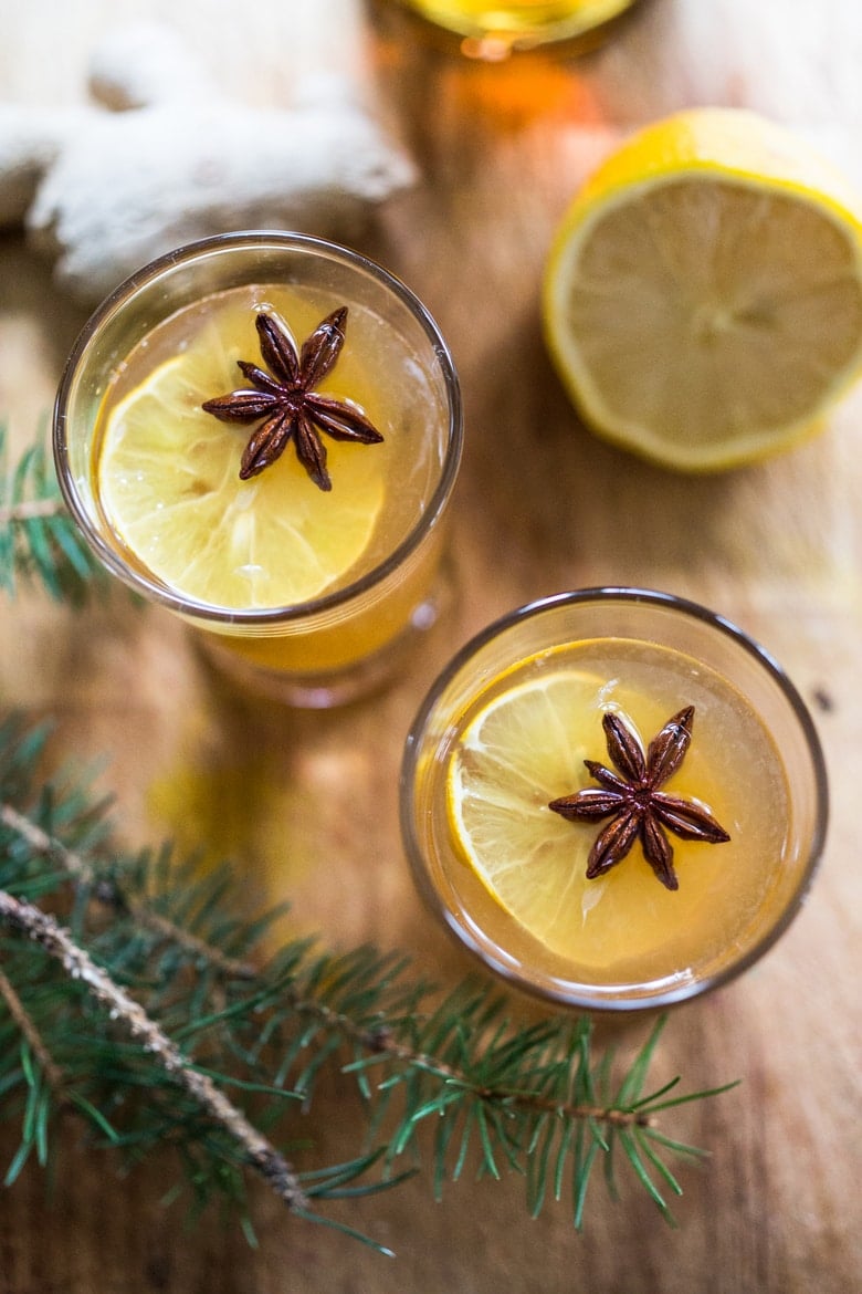 A Long Winter's Nap- A Bourbon cocktail with Maple syrup, ginger, star anise and lemon. A delicious cozy wintery drink! | www.feastingathome.com