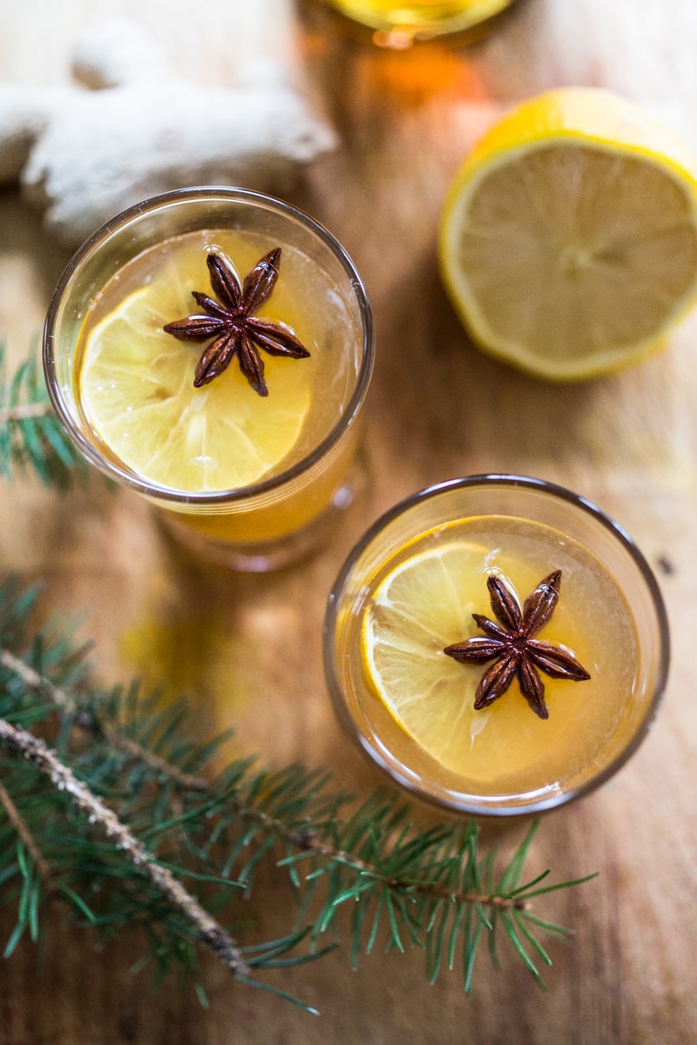 A Long Winter's Nap- A Bourbon cocktail with Maple syrup, ginger, star anise and lemon. A delicious cozy wintery drink! | www.feastingathome.com