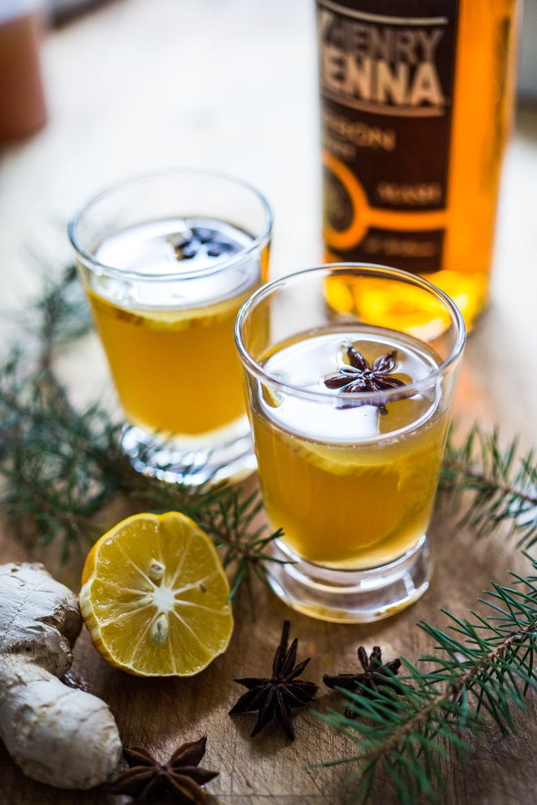 A Long Winter's Nap- A Bourbon cocktail with Maple syrup, ginger, star anise and lemon. A delicious cozy wintery drink! | www.feastingathome.com