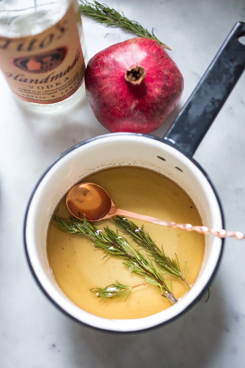 making the simple syrup.