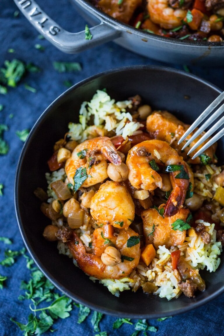 Spanish Seafood Stew with Chorizo and Chickpeas | Feasting At Home