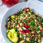 Holiday Crunch Salad with Quinoa, almonds, pomegranate, parsley and mint. | www.feastingathome.com