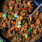 Sweet Potato Dal-a comforting Lentil Dal with Sweet Potatoes and a flavorful "tempering oil". A 30 minute vegetarian meal that is simple to make and full of fragrant Indian spices. Vegan adaptable! #lentils #dal #lentildal #sweetpotatodal #sweetpotatoes #vegan #glutenfree