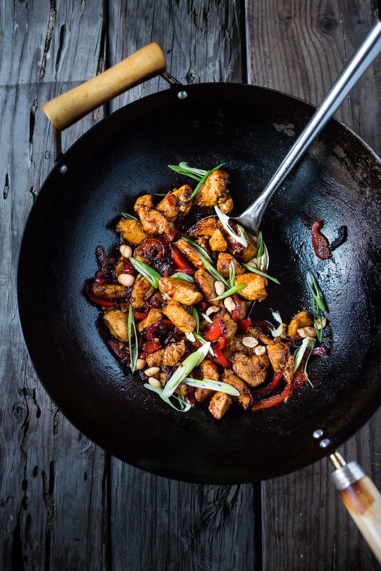 A simple delicious recipe for Kung Pao Noodles that can be made with chicken, tofu. fish or vegetables, served over noodles. | www.feastingathome.com