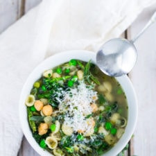 Spring Minestrone Soup with Chickpeas and Vegetables-image