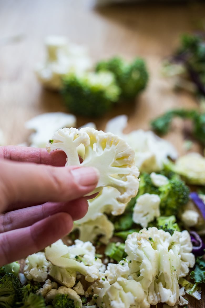 Cruciferous Pasta- a simple vegan pasta dish loaded with cruciferous vegetables with garlic, lemon zest and chili flakes. | www.feastingathom.com