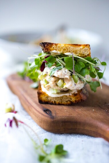 A simple delicious recipe for Tarragon Chicken Salad that can be made into a sandwich or served over greens. | www.feastingathome.com