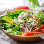 A classic recipe for Chicken Salad that is easy to make and full of flavor! Make it with leftover chicken- a tasty way to repurpose it into a different meal!