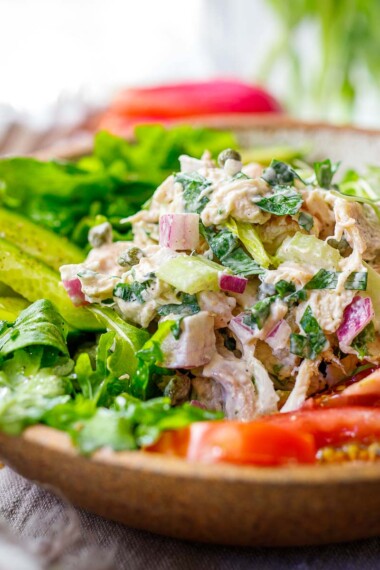 A classic recipe for Chicken Salad that is easy to make and full of flavor! Make it with leftover chicken- a tasty way to repurpose it into a different meal!