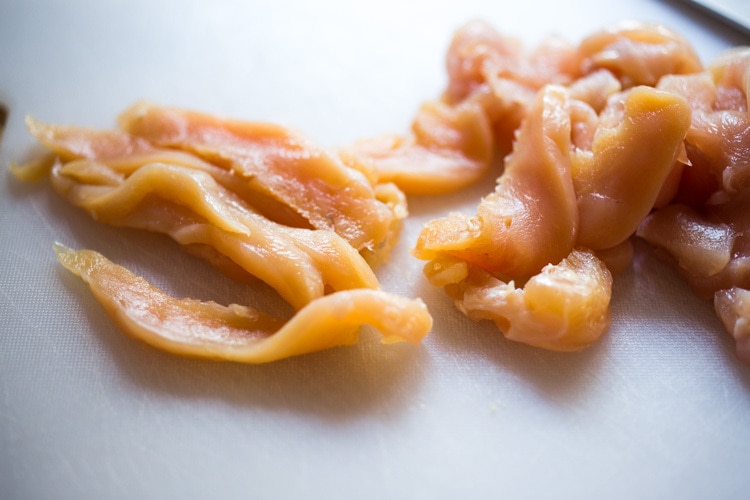 chicken thinly sliced