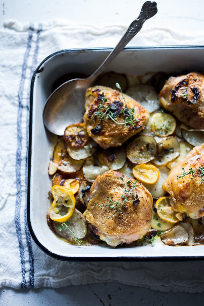 35 Baked Chicken Thigh Recipes: lemon baked chicken thighs.