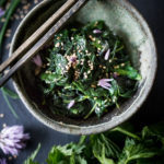 How to cook nettles! Steamed Nettles w/ Toasted Sesame Seeds, Sesame oil and Chives. Easy, delicious and detoxifying! Full of calcium and iron. #nettles #Vegan | www.feastingathome.com
