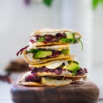 Vegetarian Hibiscus Flower Quesadillas- so "meaty" and delicious, the flowers are sauted with onion and garlic and add great texture and flavor! | www.feastingathome.com