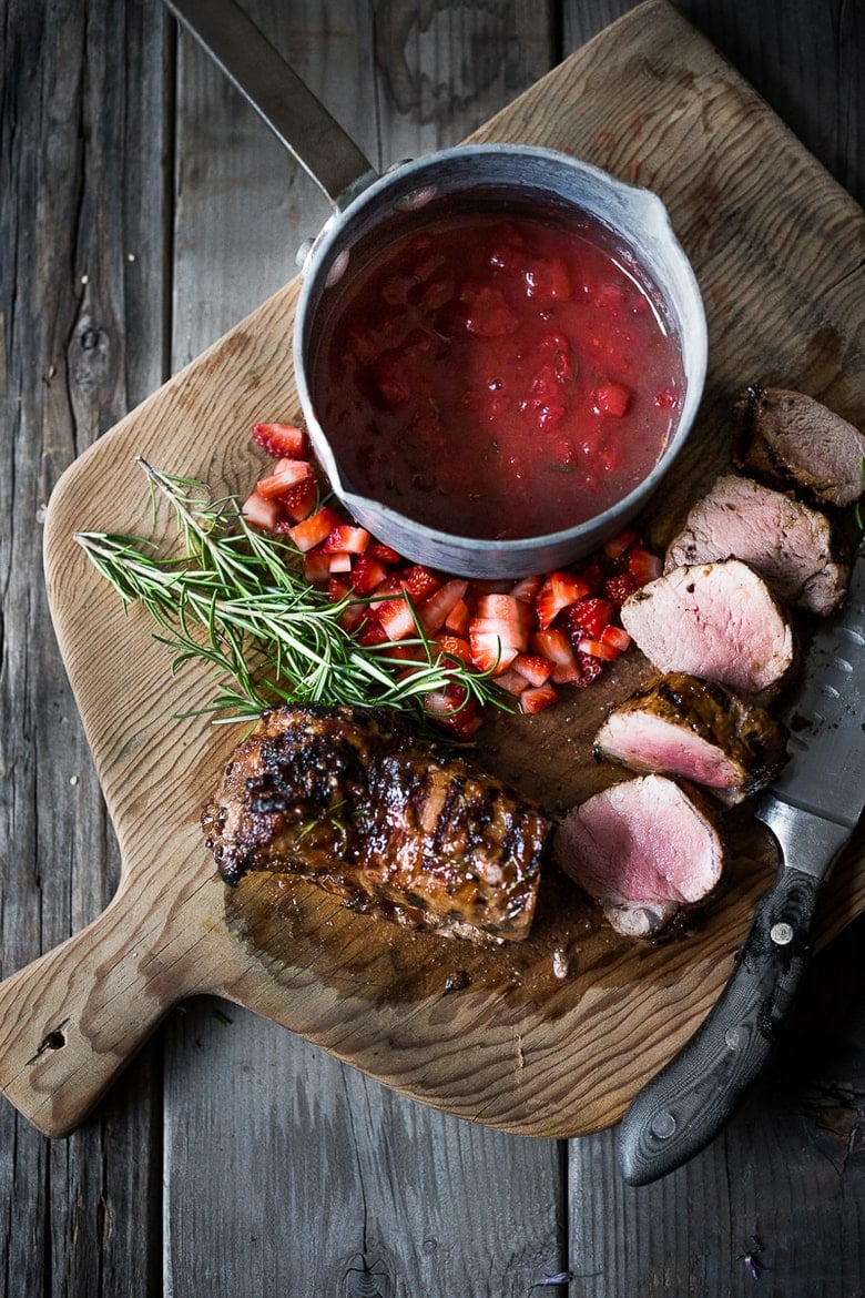 Grilled Pork Loin with Rosemary and Strawberries | www.feastingathome.com