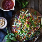 An incredible recipe for Vietnamese Vermicelli Salad w/ Sweet Chili Vinaigrette & Roasted peanuts - bursting with flavor and healthy and light! | www.feastingathome.com