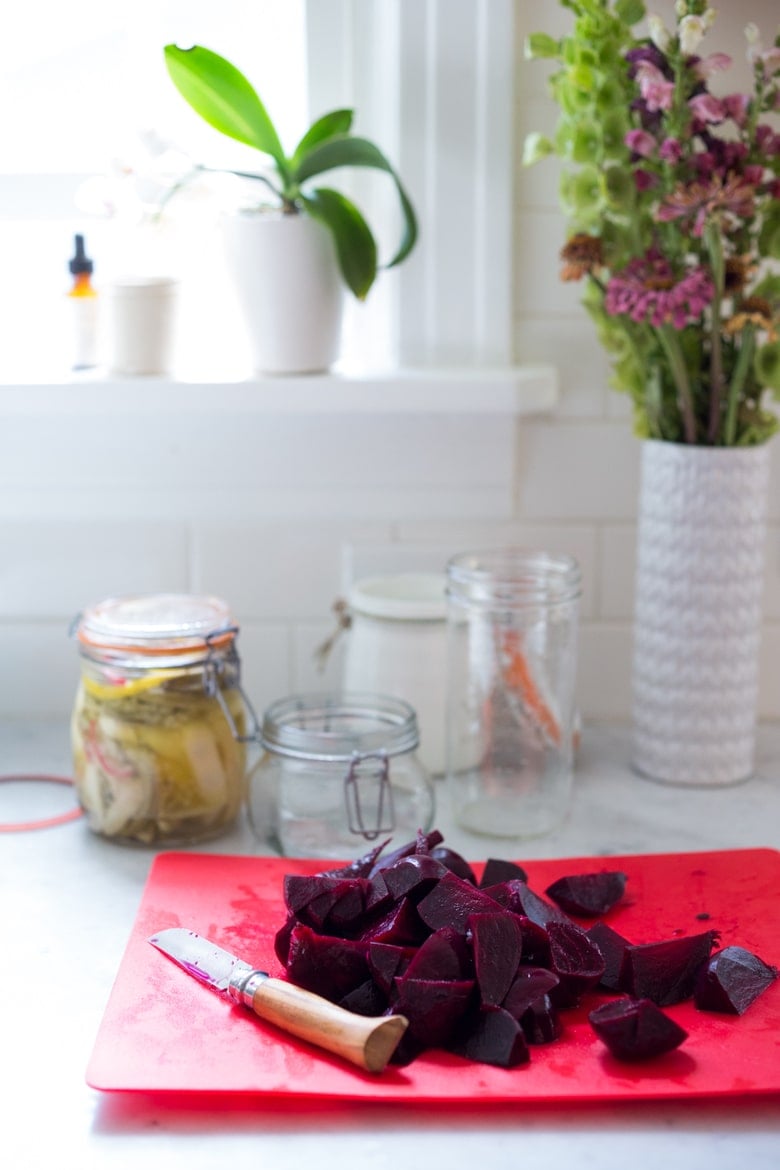 Extend summer's bounty by Preserving Veggies in Olive Oil- serve with Cheese or Charcuterie boards and Mezze Platters. Delicious, quick & simple! | www.feastingathome.com