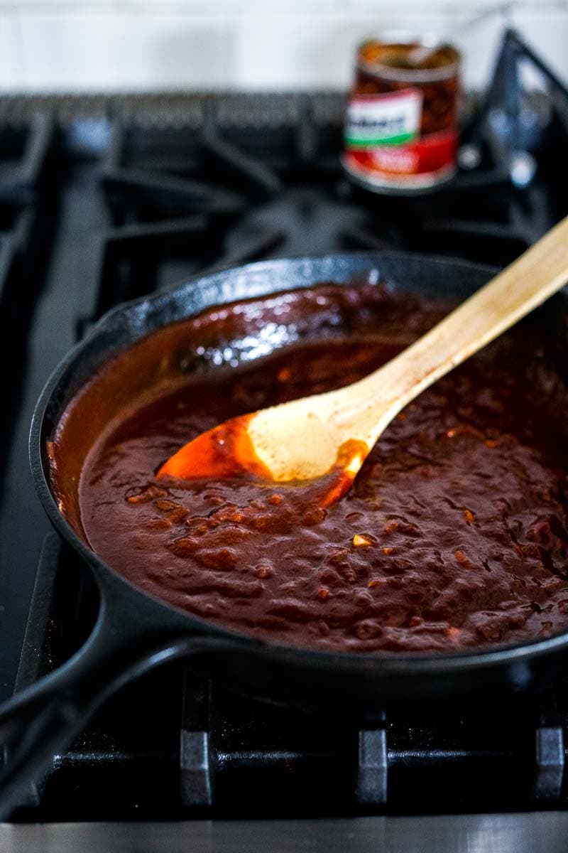 This homemade BBQ sauce recipe is  easy to make, in just 25 minutes! It's deep and smoky, tangy, sweet with a little bit of heat. Vegan, gluten-free adaptable! 