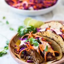 Pulled Pork Tacos with Five Spice, Asian Slaw and Sriracha Aioli-image