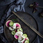 Scallop Crudo with Watermelon Radish, cucumber and Shiso... and a step by step on how to make Crudo, The Italian Version of Sushi- so simple, delicious, and healthy! | www.feastingathome.com