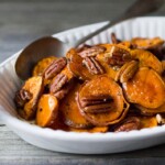 Baked yams in a serving dish