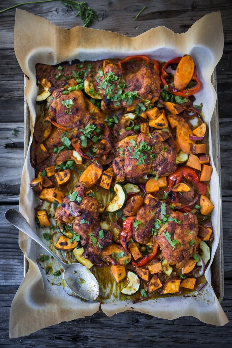 Our 35 BEST Indian Recipes | Simple Baked Tandoori Chicken with roasted veggies. 