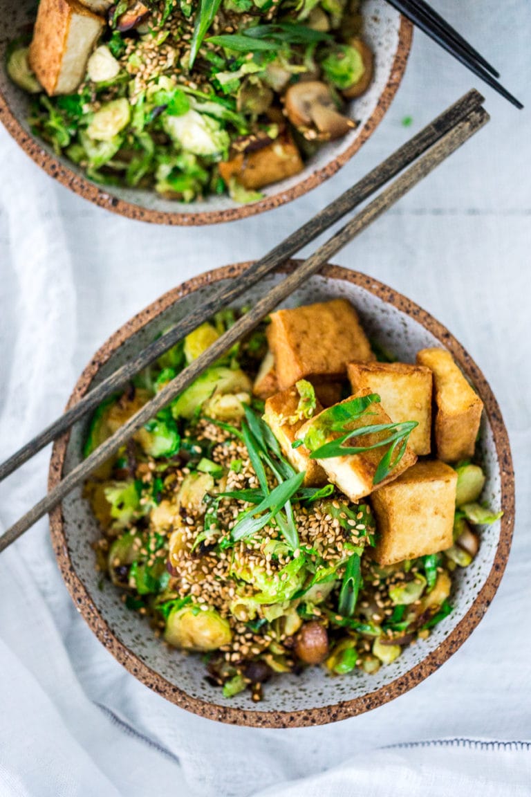Sesame Brussels Sprouts Tofu Bowl Feasting At Home