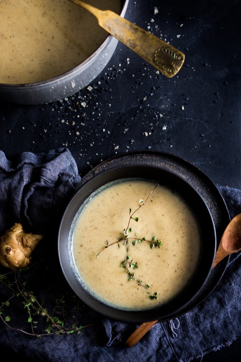 Wild Mushroom & Sunchoke Soup with Truffle oil ...vegan and gluten-free, yet luxurious and decadent. | www.feastingathome.com