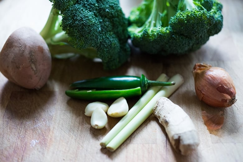 A simple delicious recipe for Thai Broccoli Soup with Coconut - bursting with authentic Thai flavors. Make from scratch in 40 mins! Vegan & Gluten Free. | www.feastingathome.com