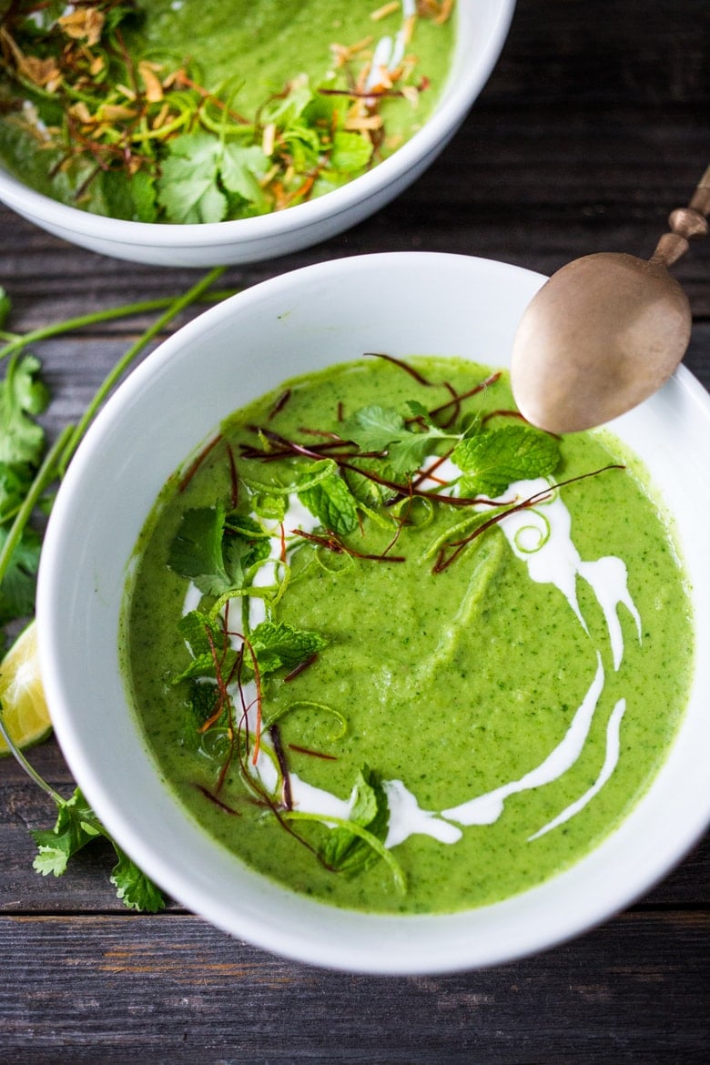  Thai Broccoli Soup with Coconut + Plus 10 Warming THAI RECIPES to help take the chill out of winter! | www.feastingathome.com