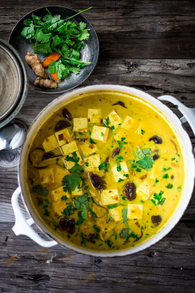 Coconut Curry Tofu with Turmeric & Shiitakes Feasting At Home