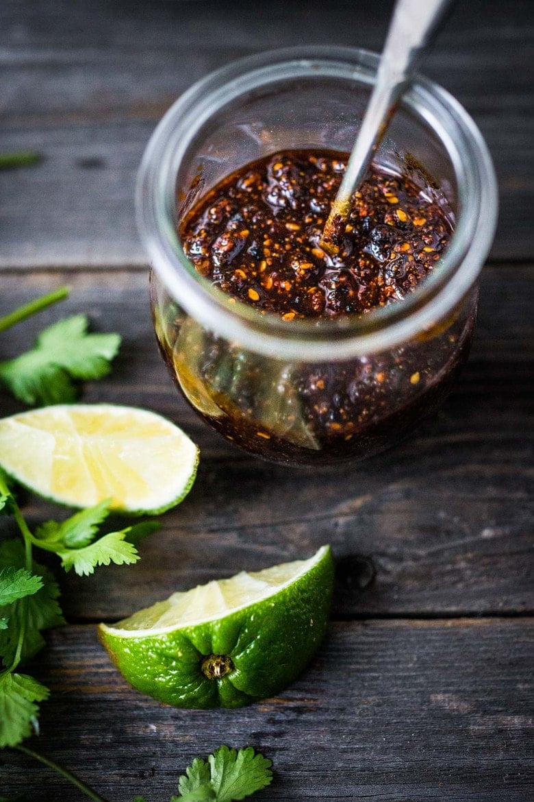 Introducing Salsa Macha! Salsa Macha is a  flavorful Mexican salsa, that hails from Veracruz,  made with dried chilies, pumpkin seeds , sesame seeds, garlic, shallots and olive oil. Smoky, deep and flavorful, use it as you would a salsa or use it as a falvorful marinade. 