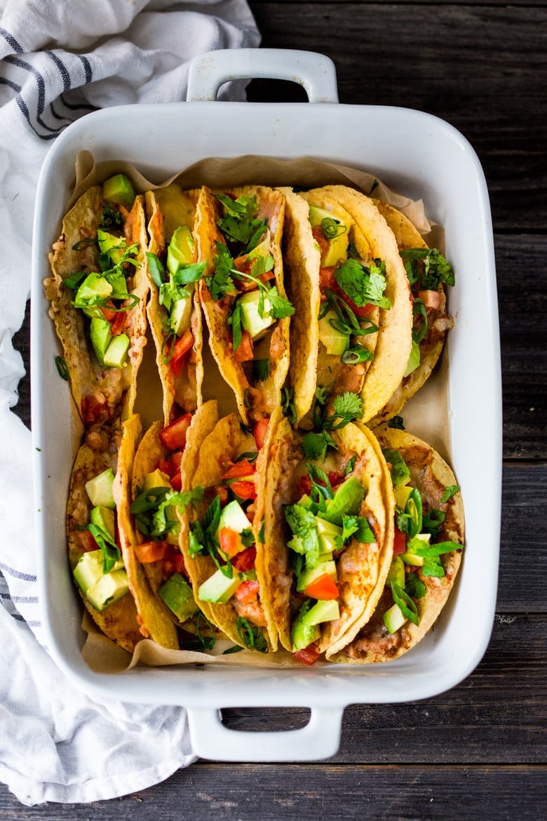 Easy Baked Tacos - Vegetarian, kid-friendly and just 10 minutes of prep before going into the oven to bake.