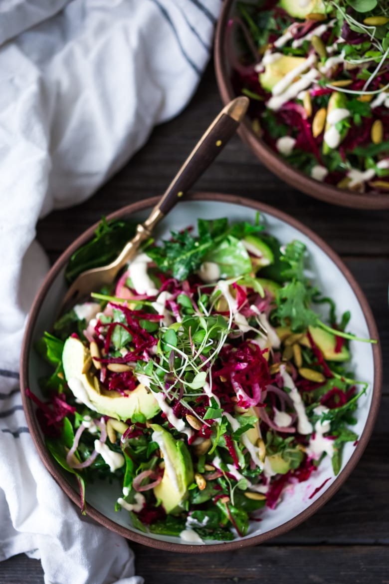 Raw Beet Salad with Basil Cashew Dressing