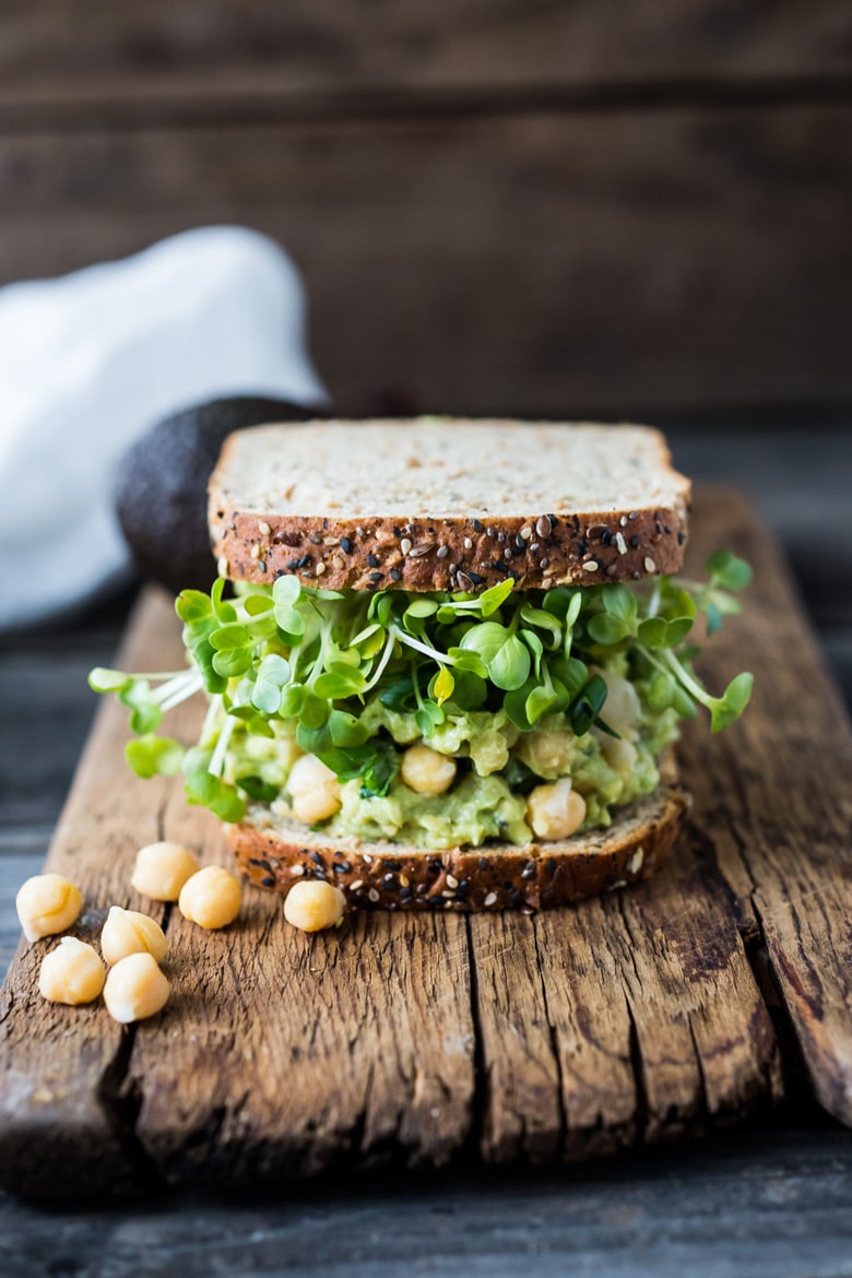 Smashed Chickpea Avocado Sandwich -FAST and Healthy, vegan, and sooooo satisfying and can be made in 5-10 minutes! | www.feastingathome.com