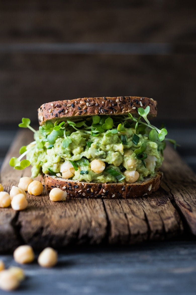 Smashed Chickpea Avocado Sandwich -FAST and Healthy, vegan, and sooooo satisfying and can be made in 5-10 minutes! | www.feastingathome.com