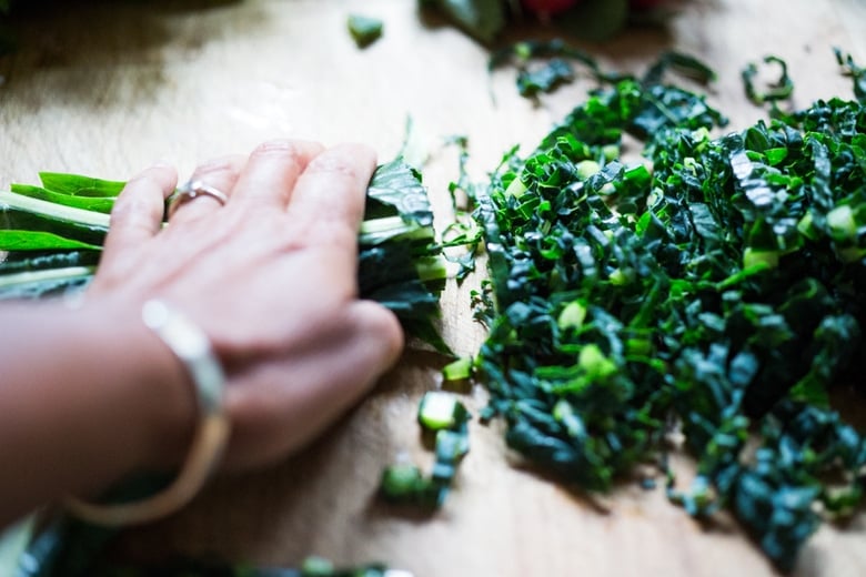 Middle Eastern Eggplant Wrap with a lemony Kale Parsley Mint Slaw with Creamy Tahini Sauce. Keep it vegan or add feta! | www.feastingathome.com