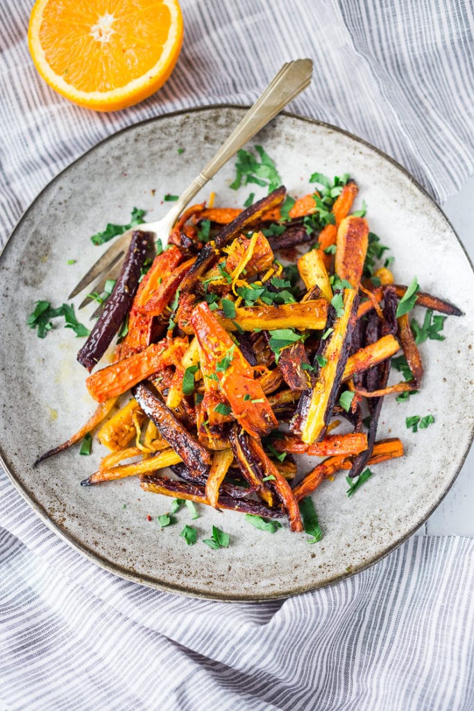 Moroccan Roasted Carrots with Citrus - an easy delicious vegan side dish!