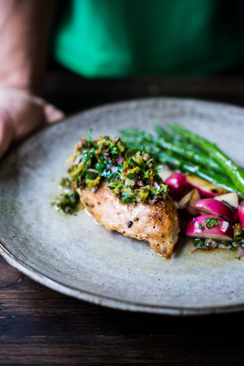 Simple Pan-Seared Chicken with flavorful Mustard Seed & Herb Relish! A fast, easy and healthy weeknight meal full of FLAVOR! | #chicken #chickenbreast #weeknightdinner #keto 