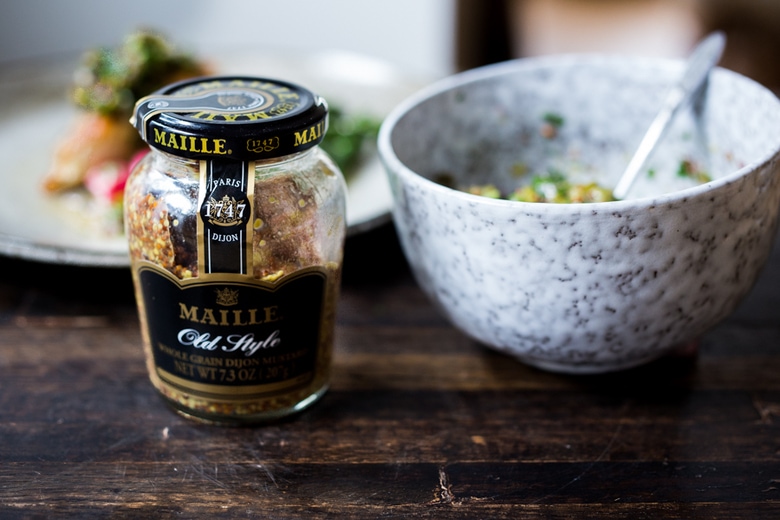 AMAZING Mustard Seed Relish- spoon over chicken, fish, grilled eggplant or roasted cauliflower steaks. Upgrade your weeknight meal instantly with this FLAVOR BOMB! | www.feastingathome.com | #flavorheroes #maille 