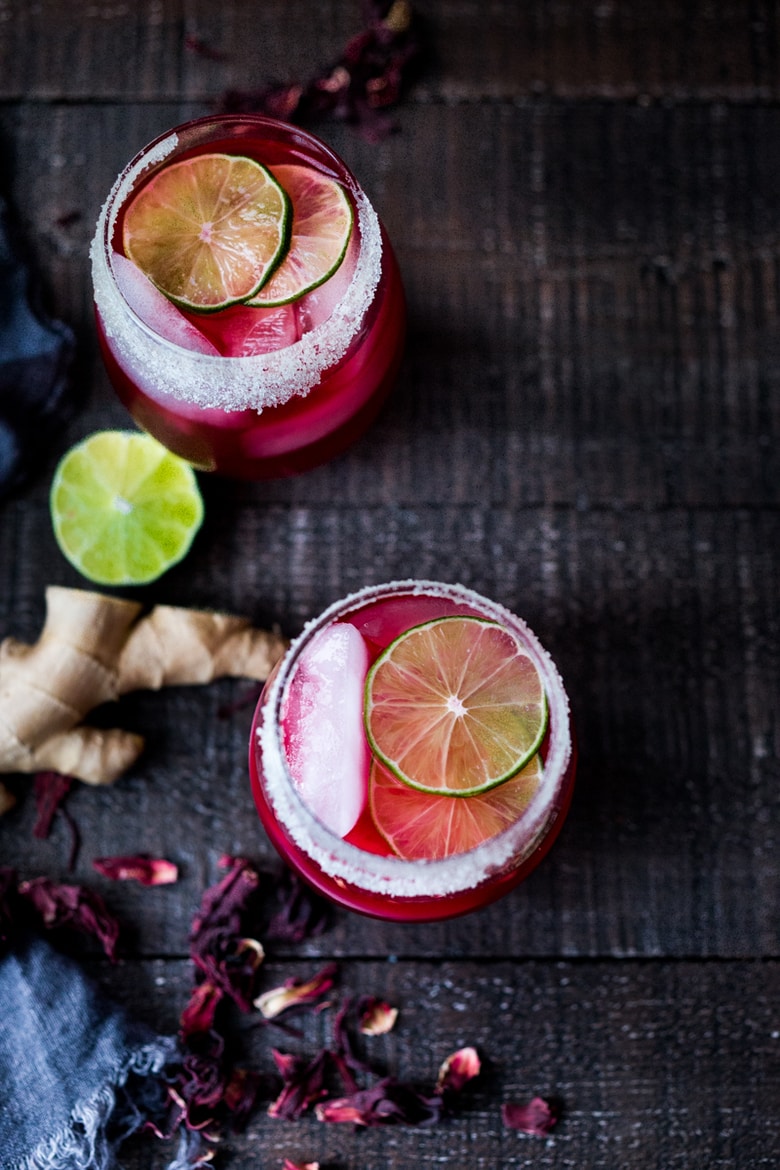 Hibiscus Margarita with Ginger and Clove- the perfect Cinco de Mayo cocktail - refreshing, delicious and easy to make! | www.feastingathome.com