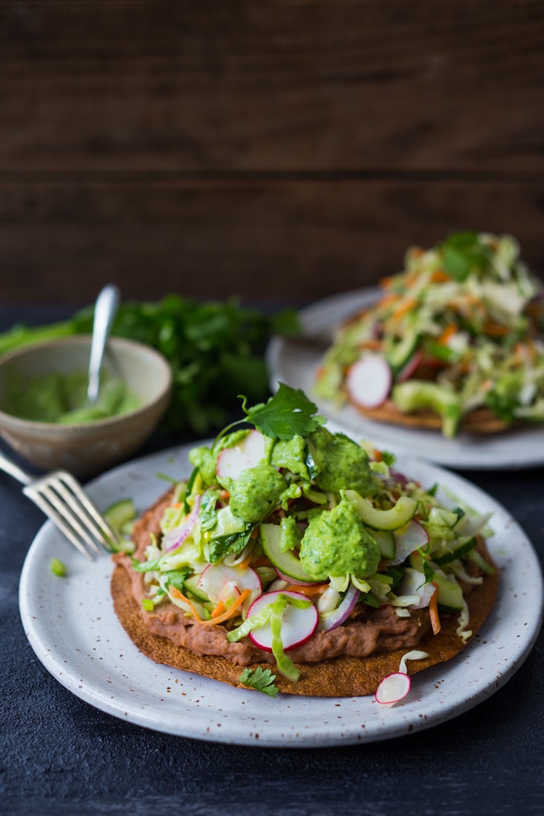 How to make Tlayudas- Oaxacan Street "pizza" that is not only delicious, its healthy and light! Vegan and GF adaptable! | www.feastingathome.com