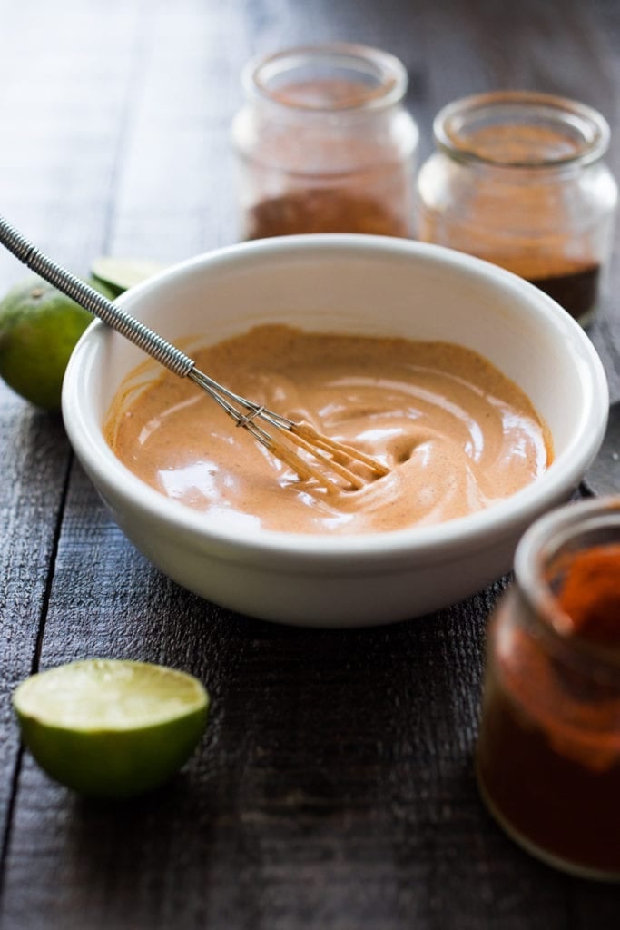 Chipotle Mayo ( aka Mexican Secret Sauce) - a simple 5 minute sauce that everyone should know about to give meals a huge BURST of flavor! Vegan adaptable,GF