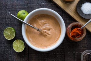 Chipotle Mayo- a mexican secret sauce that will give dishes a burst of flavor. Vegan adaptable, GF!