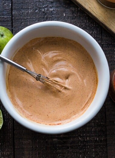 Chipotle Mayo- a mexican secret sauce that will give dishes a burst of flavor. Vegan adaptable, GF!