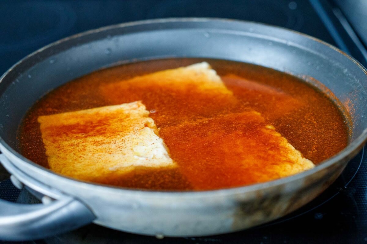 simmering the tempeh. 