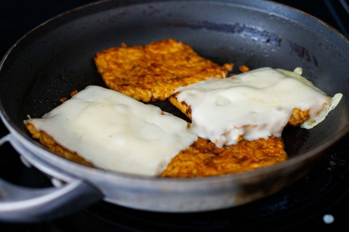 melting cheese on the tempeh. 